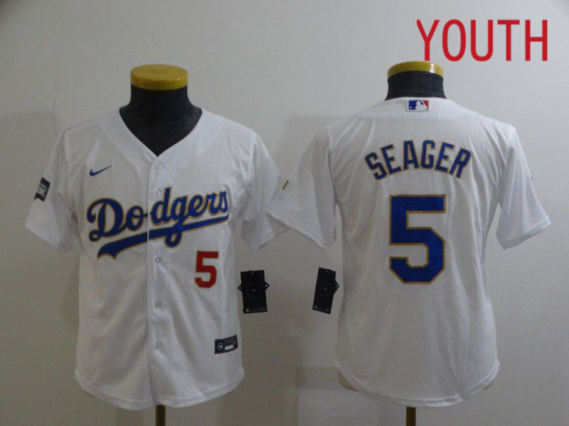 Youth Los Angeles Dodgers #5 Seager White Game 2021 Nike MLB Jersey->los angeles dodgers->MLB Jersey